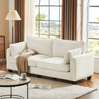  81 Modern Corduroy 3 Seater Sofa, Polyester Rectangle Upholstered Sofa with Wood Base for Living Room
