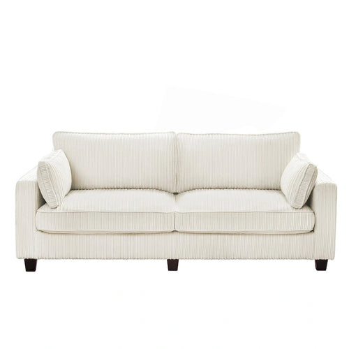 81 Canapé 3 places moderne en velours côtelé, canapé rectangaire rembourré en polyester avec base en bois pour salon