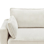 81 Canapé 3 places moderne en velours côtelé, canapé rectangaire rembourré en polyester avec base en bois pour salon