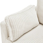 81 Canapé 3 places moderne en velours côtelé, canapé rectangaire rembourré en polyester avec base en bois pour salon