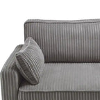 81 Canapé 3 places moderne en velours côtelé, canapé rectangaire rembourré en polyester avec base en bois pour salon