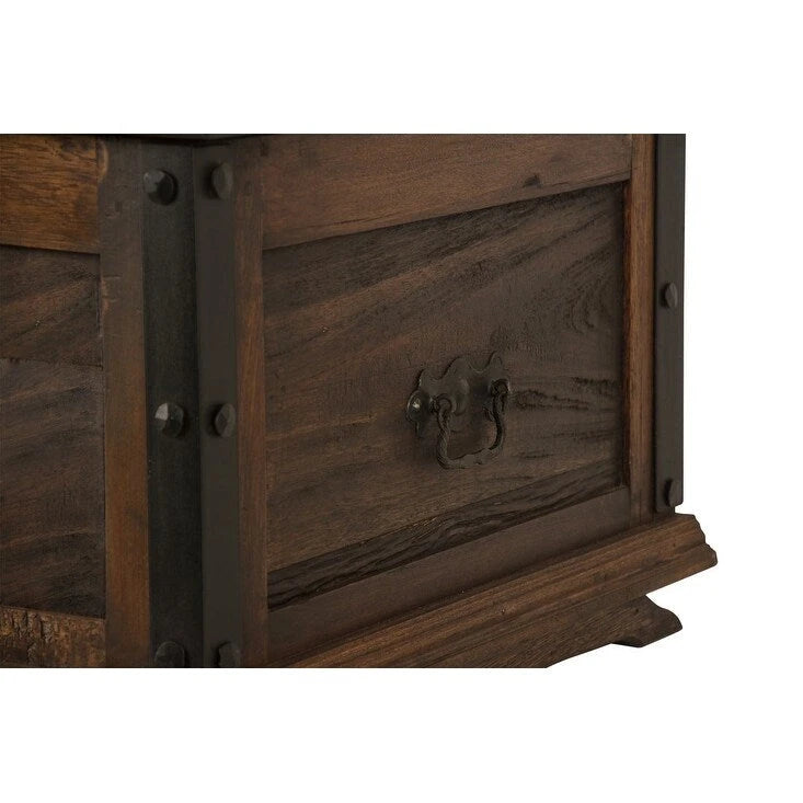 Malle ou Table Basse d'Intérieur Faite à la Main en Bois de Grange Récupéré Massif et Quincaillerie en Fer Forgé, Largeur 36 po