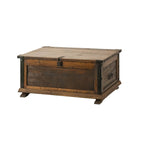 Malle ou Table Basse d'Intérieur Faite à la Main en Bois de Grange Récupéré Massif et Quincaillerie en Fer Forgé, Largeur 36 po