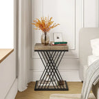 Table d'appoint carrée en faux marbre de 49,9 cm, tables de chevet modernes, table d'appoint dorée pour salon