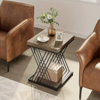 Table d'appoint carrée en faux marbre de 49,9 cm, tables de chevet modernes, table d'appoint dorée pour salon