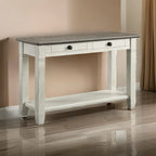 Console 48 po, rectangulaire, 2 tiroirs, blanc, marron, bois massif