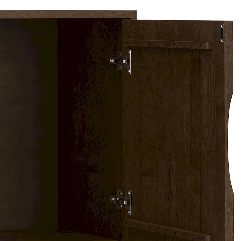 BUFFET/MEUBLE DE RANGEMENT EN BOIS MASSIF, RECTANGULAIRE, 2 PORTES, STYLE MODERNE, 96,5 CM DE LARGE, MARRON Noyer