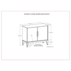 BUFFET/MEUBLE DE RANGEMENT EN BOIS MASSIF, RECTANGULAIRE, 2 PORTES, STYLE MODERNE, 96,5 CM DE LARGE, MARRON Noyer