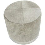 Pouf de salon en patchwork de cuir avec base en métal argenté gris