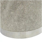 Pouf de salon en patchwork de cuir avec base en métal argenté gris