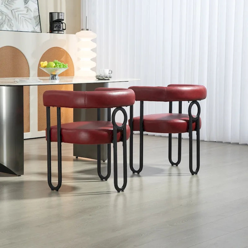 Fauteuil d'appoint, chaise de salle à manger, fauteuil club de cuisine en PU au design contemporain, lot de 2