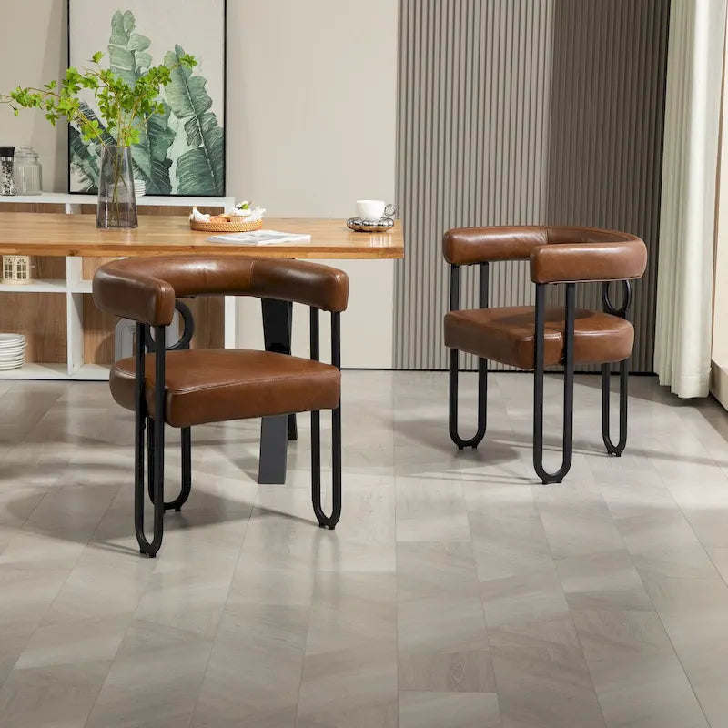 Fauteuil d'appoint, chaise de salle à manger, fauteuil club de cuisine en PU au design contemporain, lot de 2