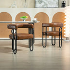 Contemporary Designed PU Fabric Upholstered Accent,Dining Chair,Barrel Side Chairs Kitchen Armchair for Living Room  of 2