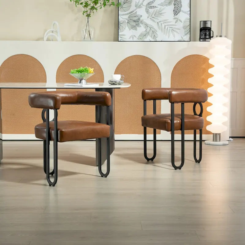 Fauteuil d'appoint, chaise de salle à manger, fauteuil club de cuisine en PU au design contemporain, lot de 2
