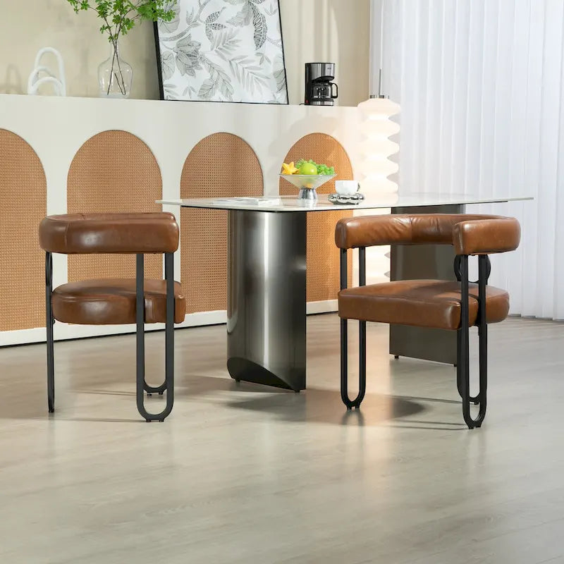 Fauteuil d'appoint, chaise de salle à manger, fauteuil club de cuisine en PU au design contemporain, lot de 2