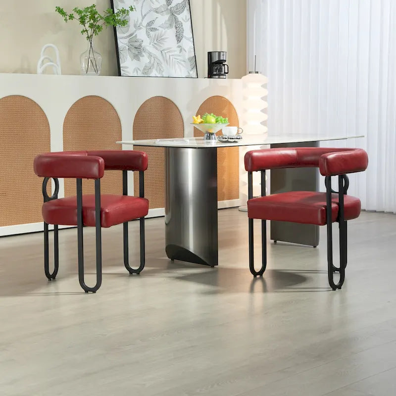 Fauteuil d'appoint, chaise de salle à manger, fauteuil club de cuisine en PU au design contemporain, lot de 2