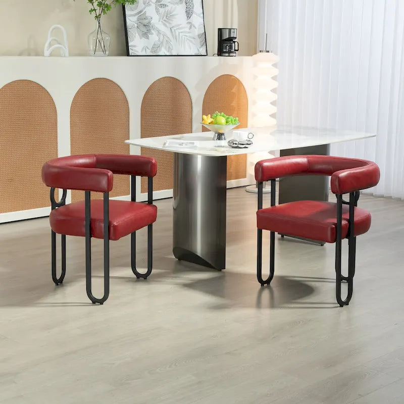 Fauteuil d'appoint, chaise de salle à manger, fauteuil club de cuisine en PU au design contemporain, lot de 2