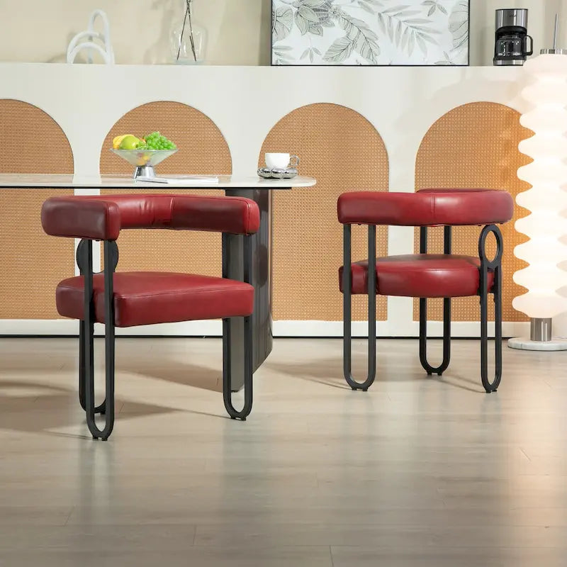 Fauteuil d'appoint, chaise de salle à manger, fauteuil club de cuisine en PU au design contemporain, lot de 2