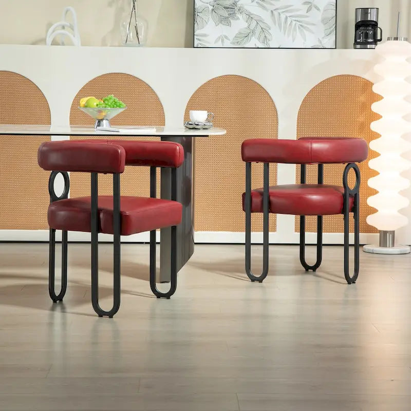 Fauteuil d'appoint, chaise de salle à manger, fauteuil club de cuisine en PU au design contemporain, lot de 2