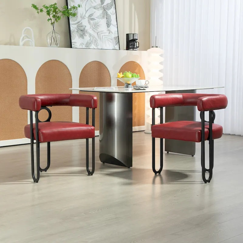 Fauteuil d'appoint, chaise de salle à manger, fauteuil club de cuisine en PU au design contemporain, lot de 2