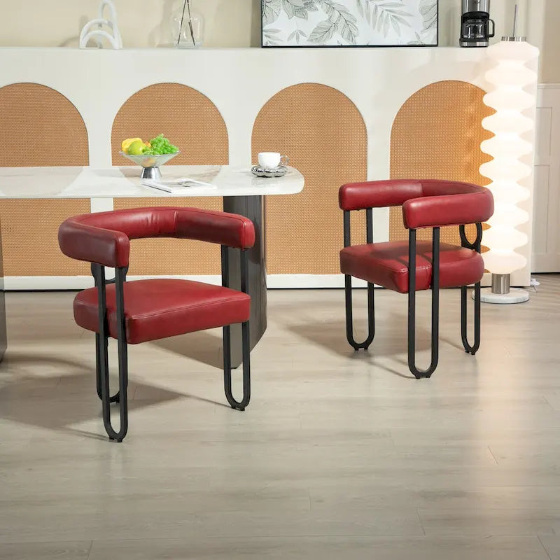 Fauteuil d'appoint, chaise de salle à manger, fauteuil club de cuisine en PU au design contemporain, lot de 2