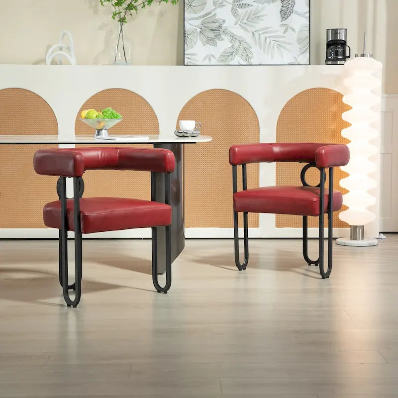 Fauteuil d'appoint, chaise de salle à manger, fauteuil club de cuisine en PU au design contemporain, lot de 2