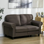  61 Loveseat Sofa, Mid Century Modern 2 Seater Small Couch with Nailhead Trim, Rolled Arm, Fabric Upholstered Love Seat