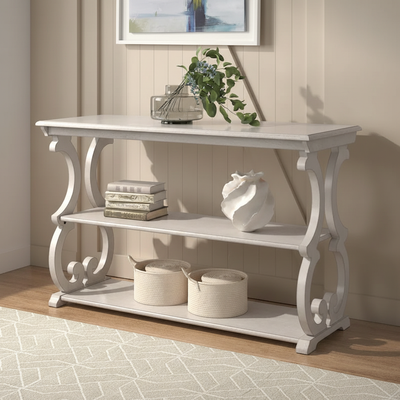 White Ornate Console Table - Fresh Style